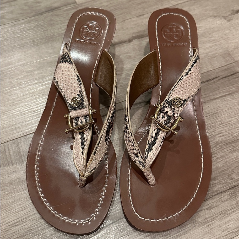Tory Burch Thora snake-print thong sandals